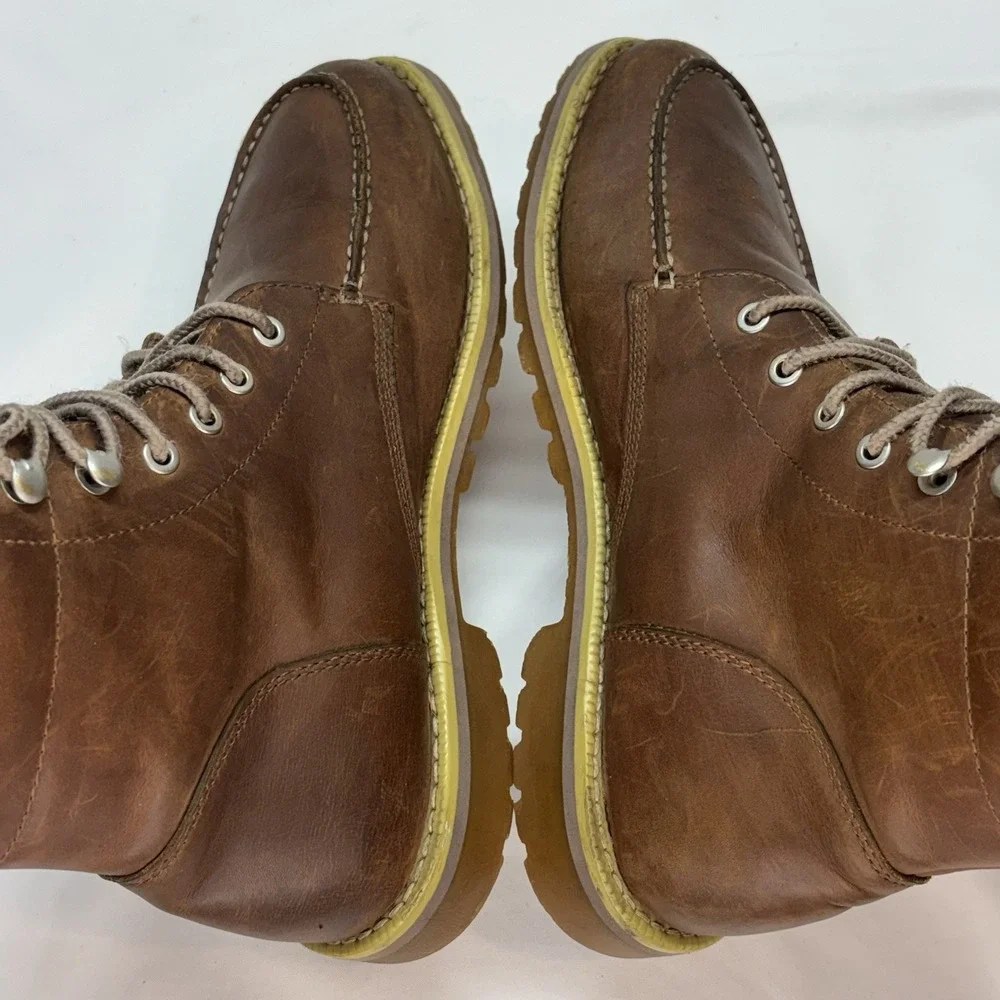 Timberland Redwood Falls Moc Toe Boots Mens 9 Rust Brown Waterproof Leather